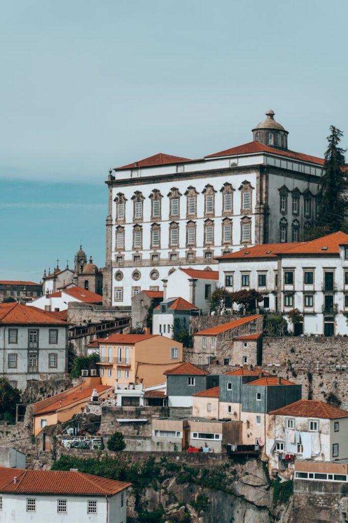 View of Houses and the Episcopal Palace in Porto, Portugal 
